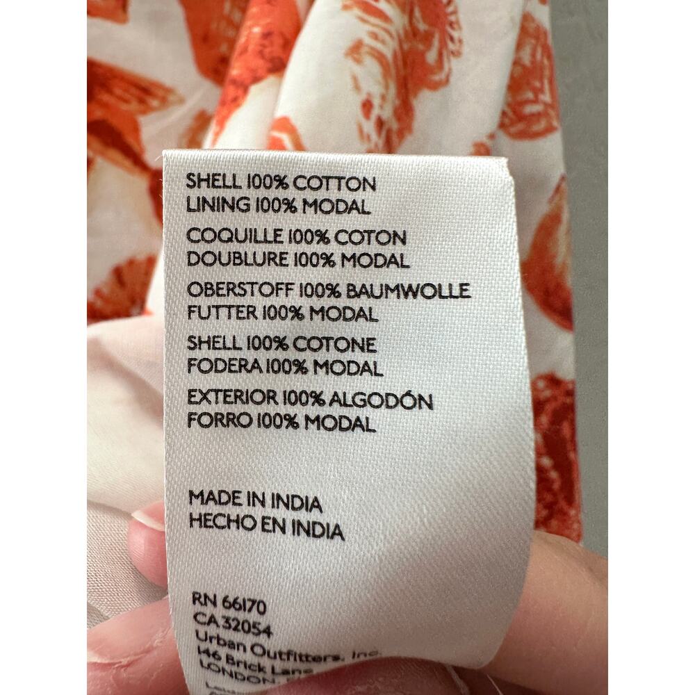 Anthropologie White Midi Skirt with Orange Shell Print - Picture 7 of 8